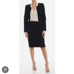 Giorgio Armani Le Collezioni Womens Black Pinstriped Pencil Skirt Sz 6